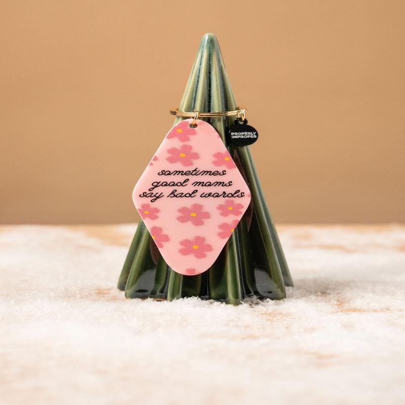 Pink Sometimes Good Moms Say Bad Words Motel Keychain