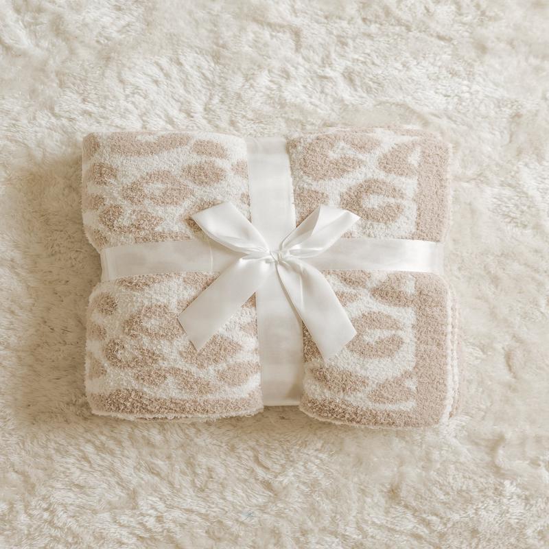 Cozy Taupe Leopard Throw Blanket