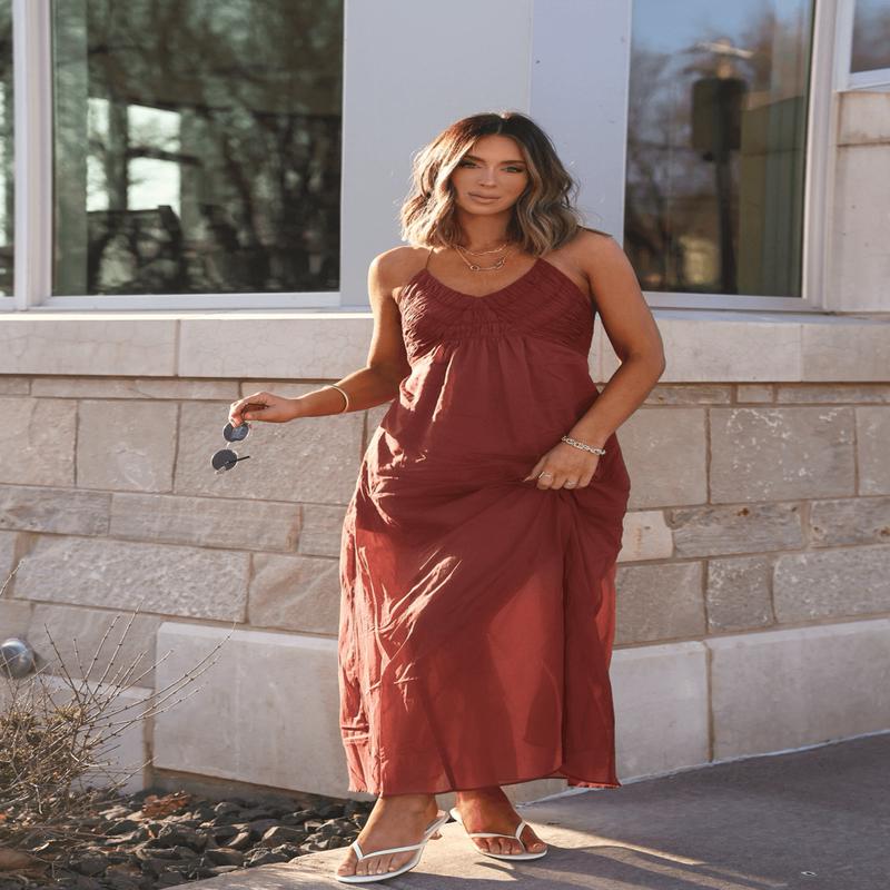 Steve Madden Brianna Dusty Brick Maxi Dress