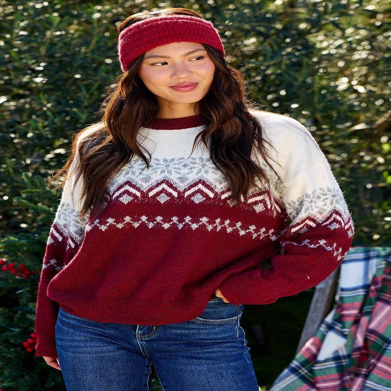 Burgundy Mix Fair Isle Sweater