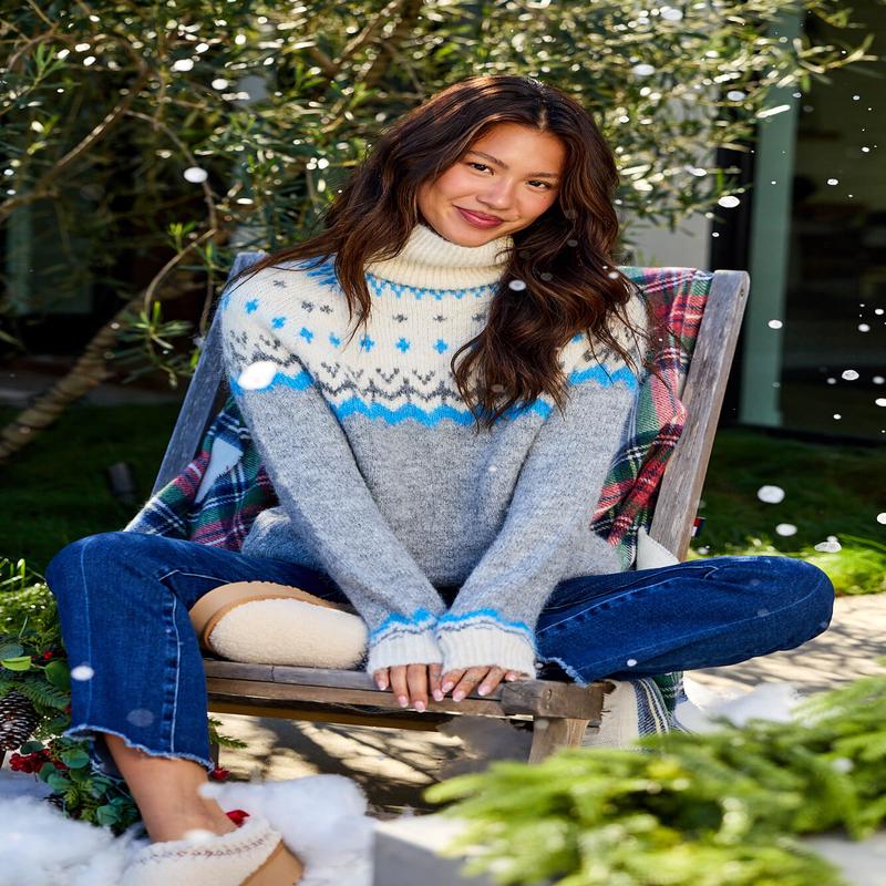 Ivory and Grey Fair Isle Turtleneck Sweater