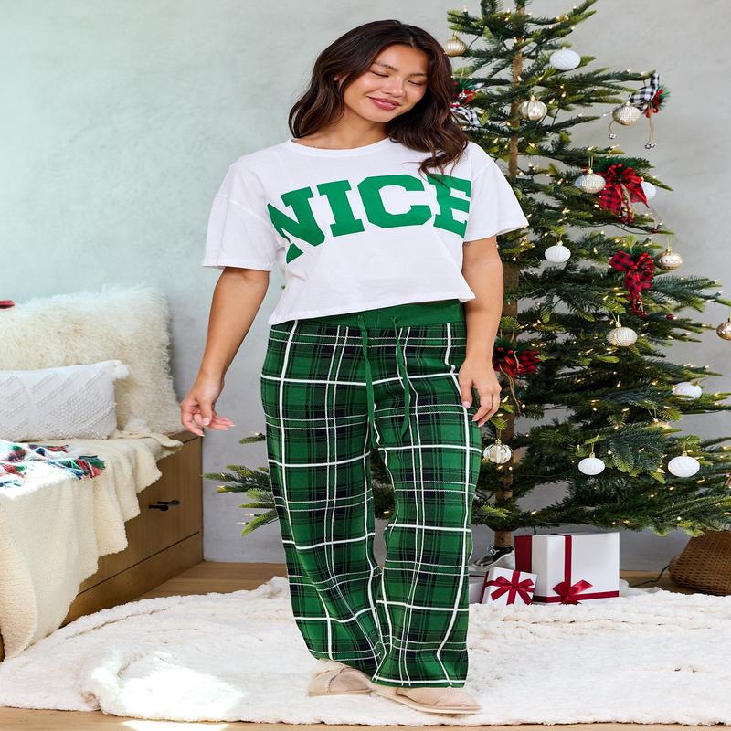 Pine Mist Plaid Sweater Pajama Pants