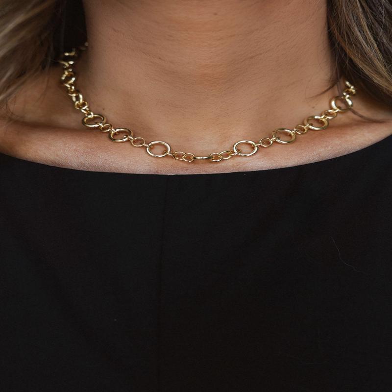 Gold Dipped Circle Chain Link Necklace