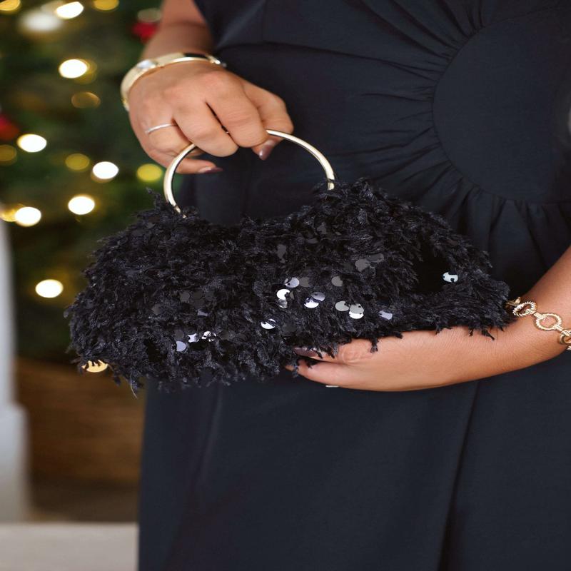 Black Charlotte Sequin Evening Bag