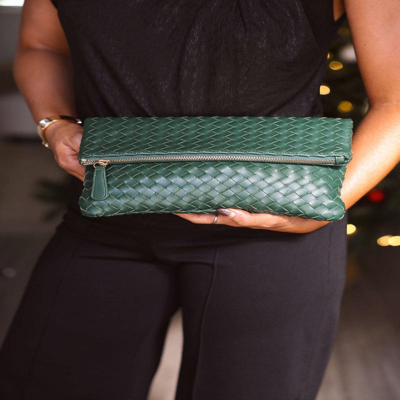 Emerald Grace Vegan Leather Clutch