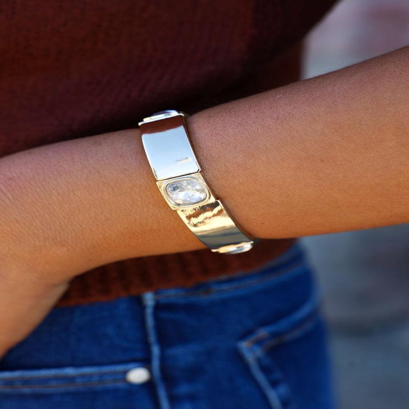 Gold Center Gemstone Bracelet