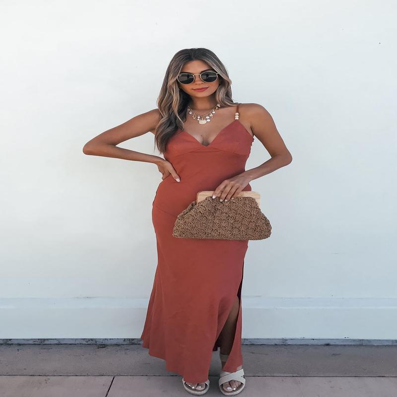 Vintage Havana Beaded Detail Linen Maxi Dress - FINAL SALE