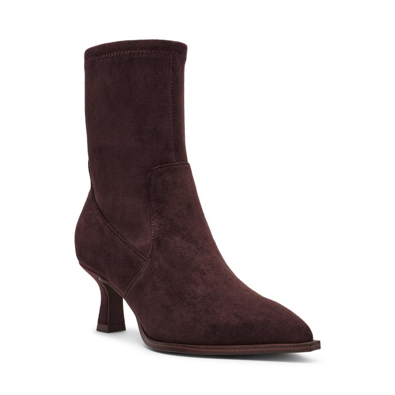 Dolce Vita Lalana Brown Heeled Suede Booties