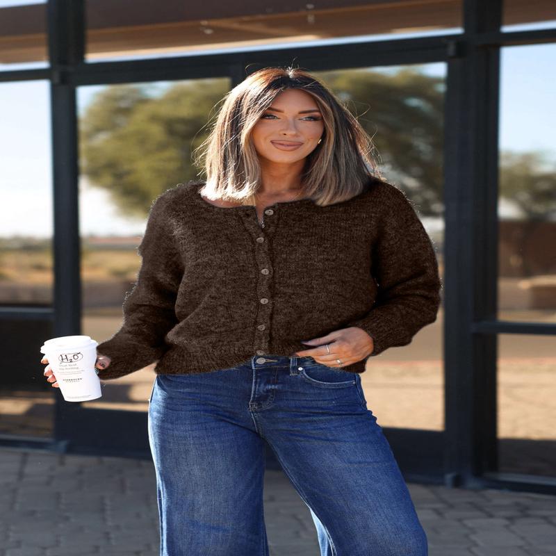 Lucille Brown Button Down Sweater Cardigan