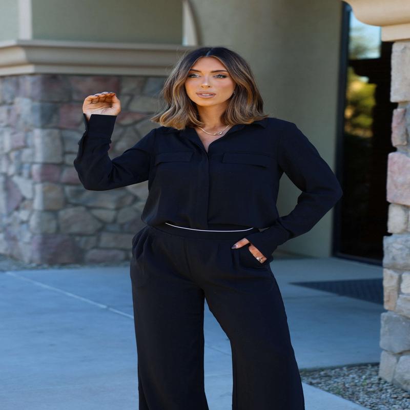 Thread and Supply Black Button Down Top