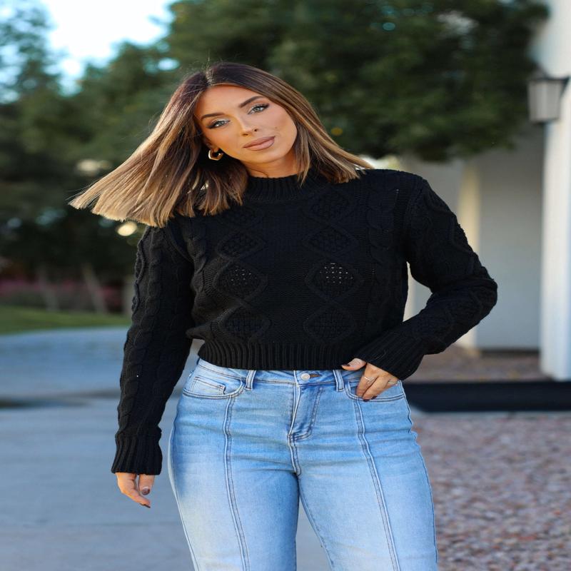 Chunky Black Mock Neck Sweater