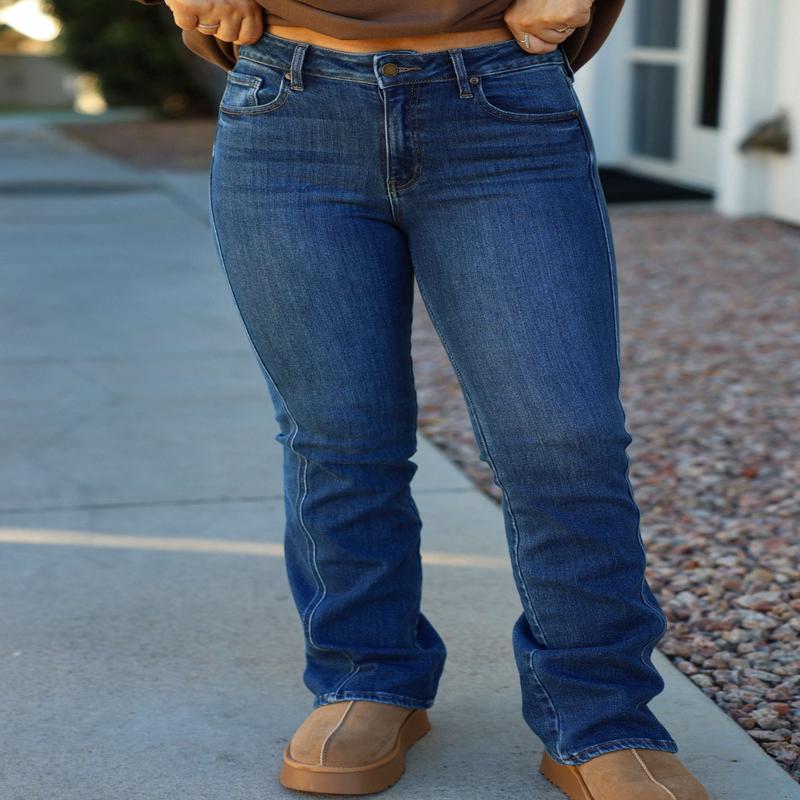 Dark Wash Mid Rise Bootcut Jeans