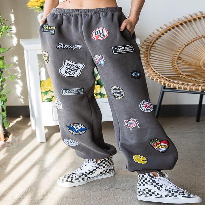 Hight waist Multi Patches Jogger Pants PLUS *Online Only*