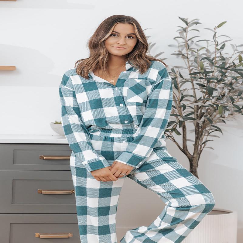 Rest Easy Green Plaid PJ Set