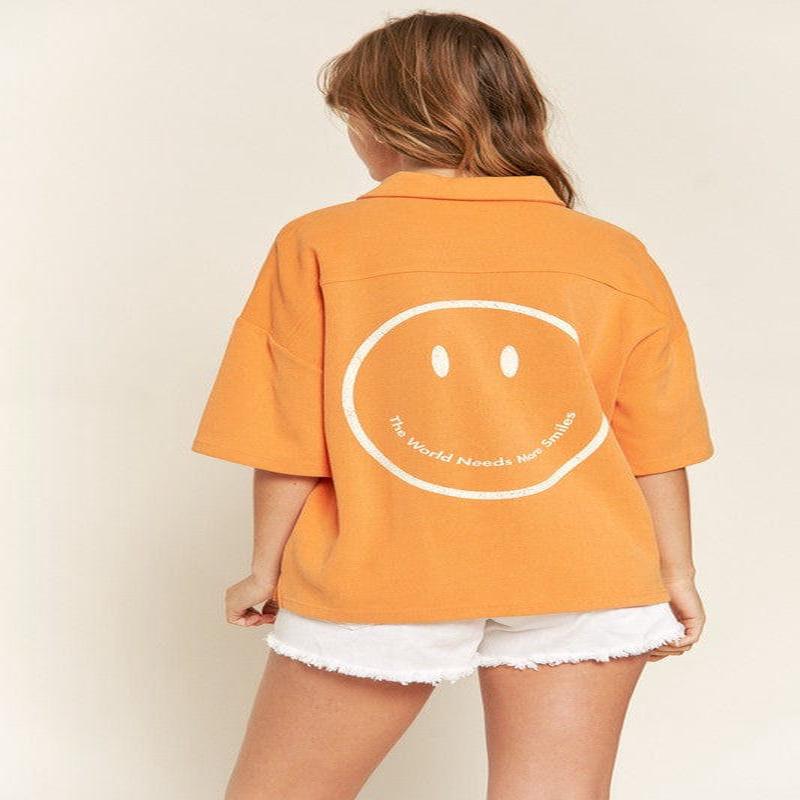 SMILE FACE BACK SHIRTS TOP  Plus size  *Online Only*