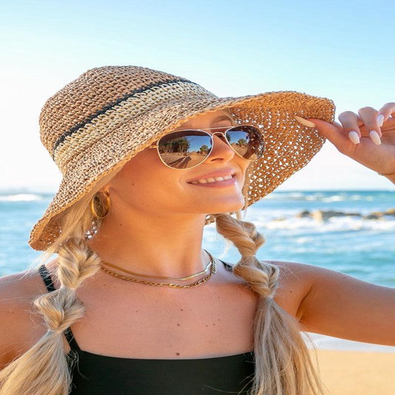 Stripe Accent Straw Bucket Hat *Online Only*