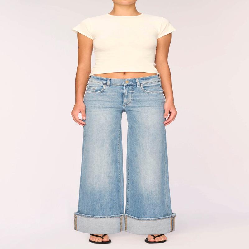 DL1961 Hepburn Wide Leg Cuffed Jeans