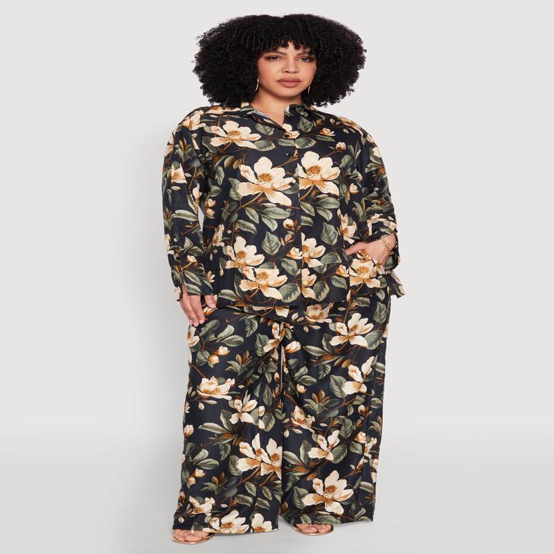 Plus Size Spoon Jeans Drawstring Palazzo Pants