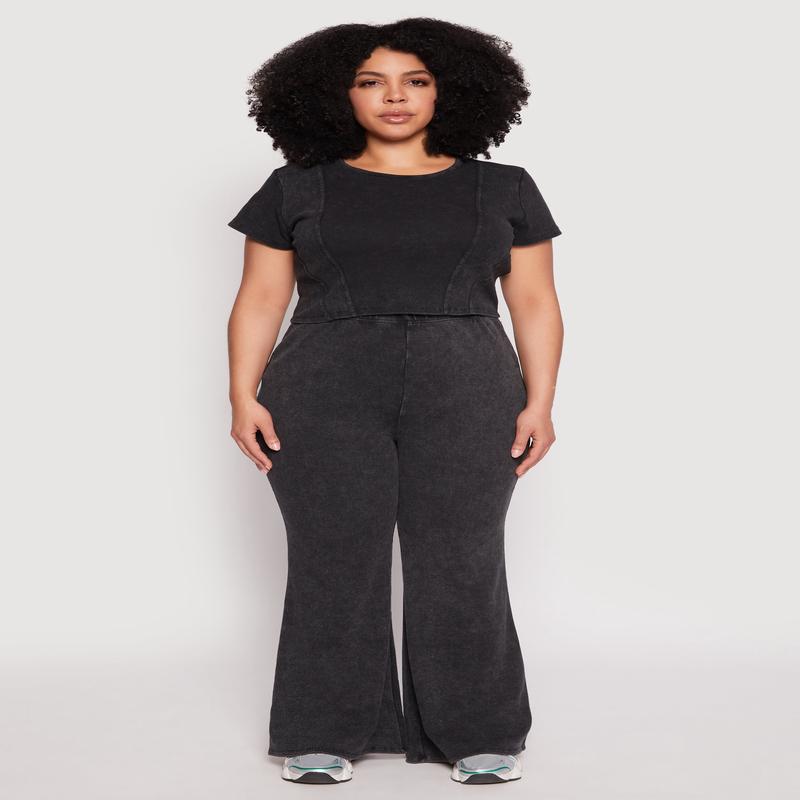 Plus Size Almost Famous Acid Wash Flare Pants