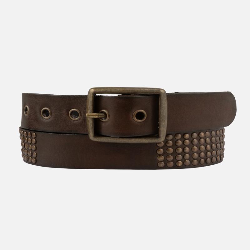 Conrad Rectangle Buckle Leather Stud Belt