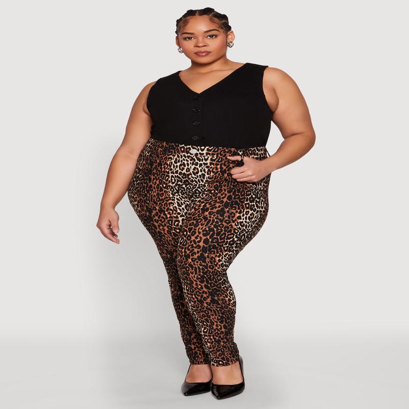 Plus Size Leopard Print Pants