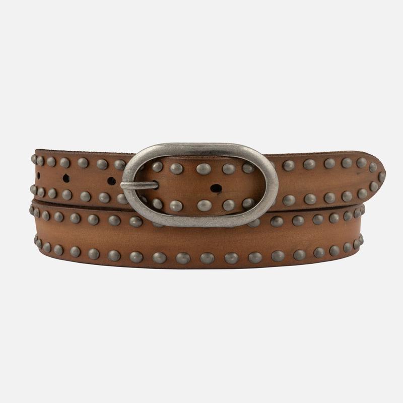 Zwier Oval Buckle Leather Stud Belt