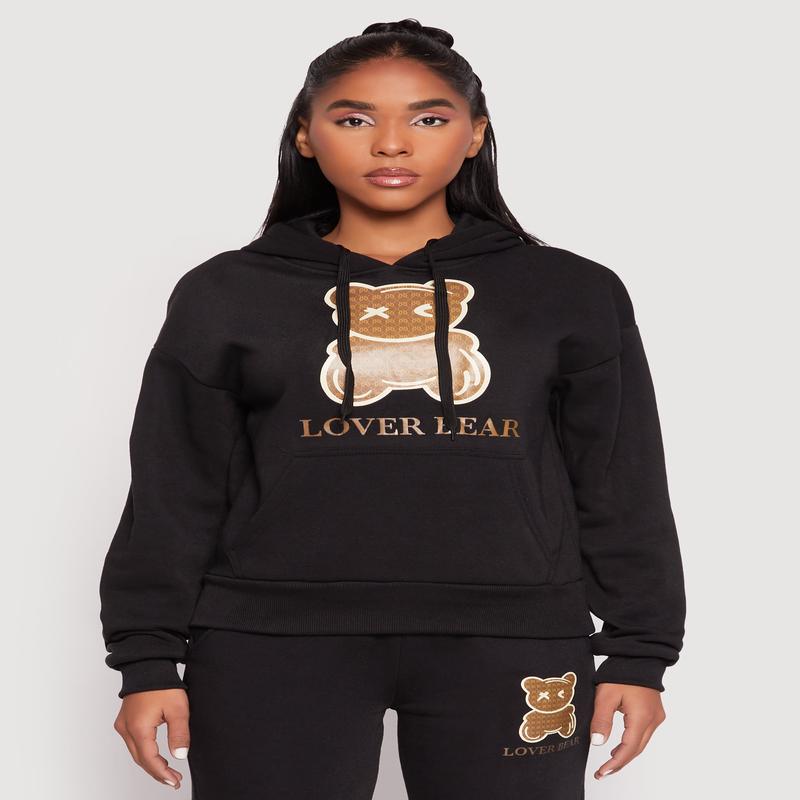 Fleece Lover Bear Graphic Hoodie