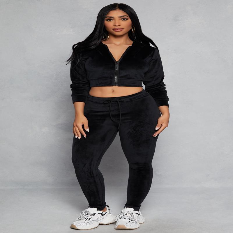 High Waisted Velour Drawstring Pants