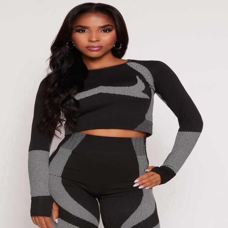 Seamless Color Block Long Sleeve Top