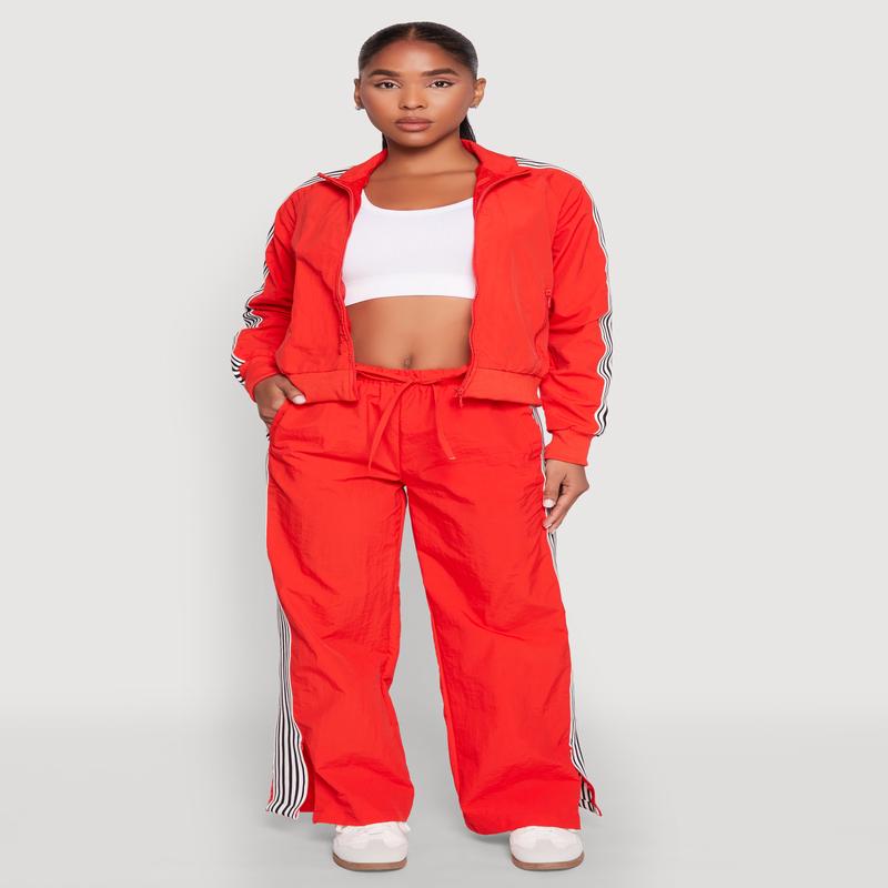 Contrast Trim Slit Hem Track Pants