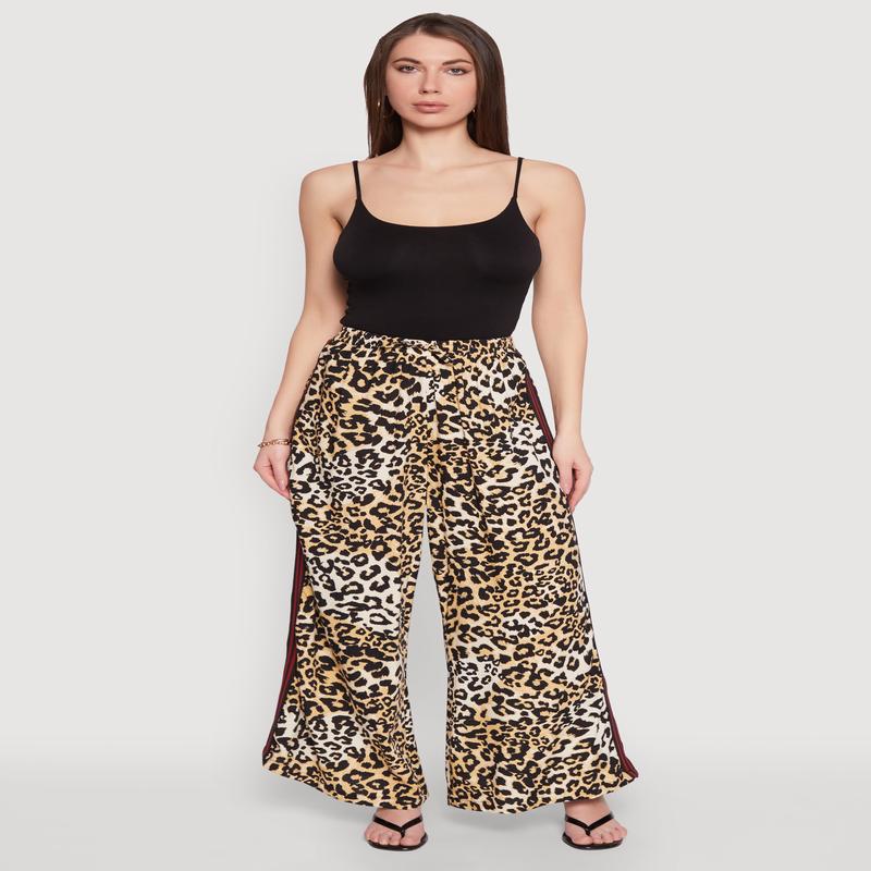 Varsity Stripe Leopard Print Pants