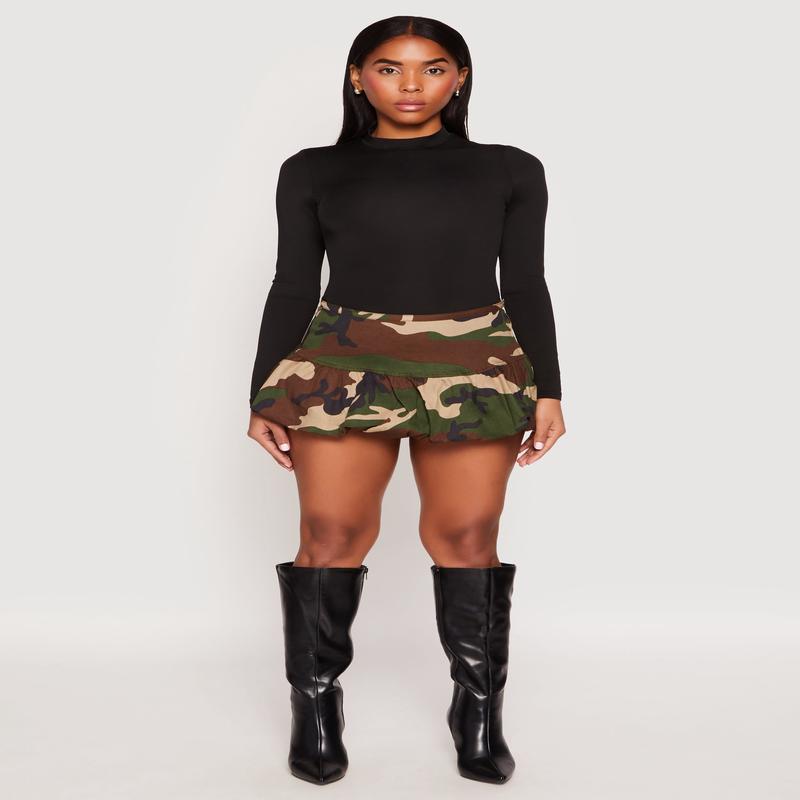 Almost Famous Camo Mini Balloon Skirt