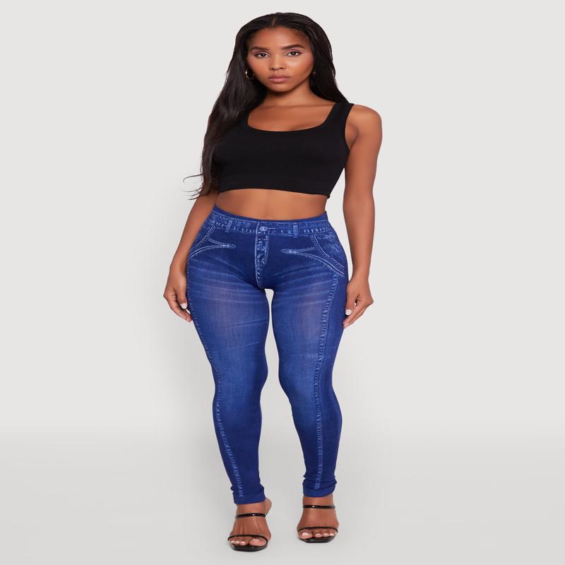 Denim Print Booty Lift Leggings