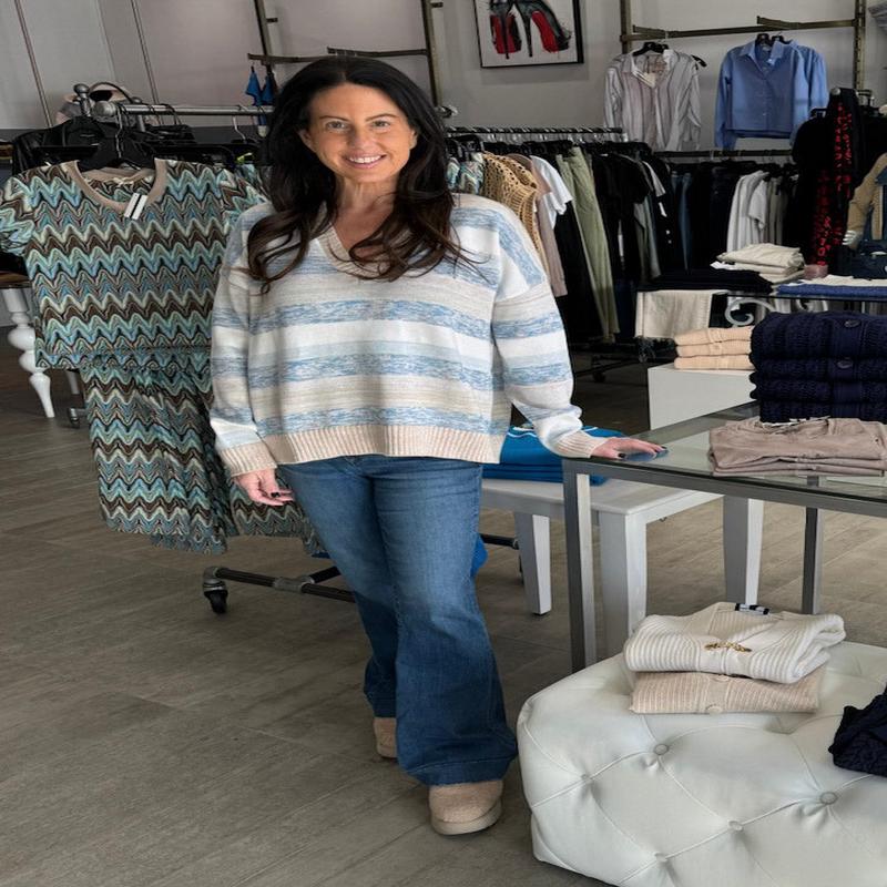 Minnie Rose Striped Boxy Sweater