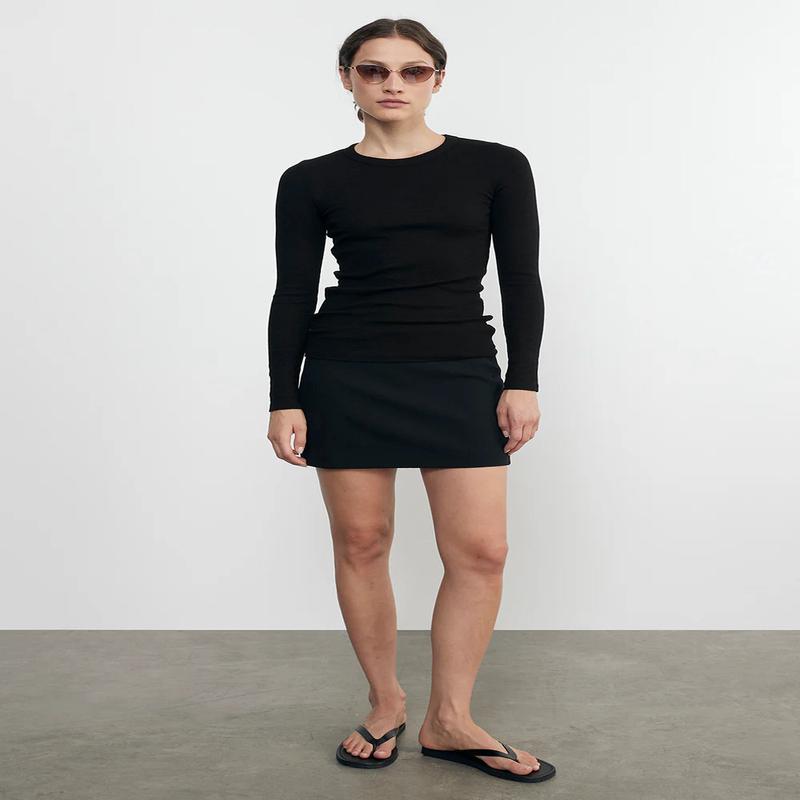 Enza Costa Textured Knit Long Sleeve Crew