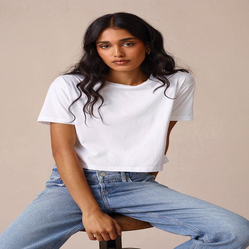 Goldie Organic Cropped Girlfriend Tee