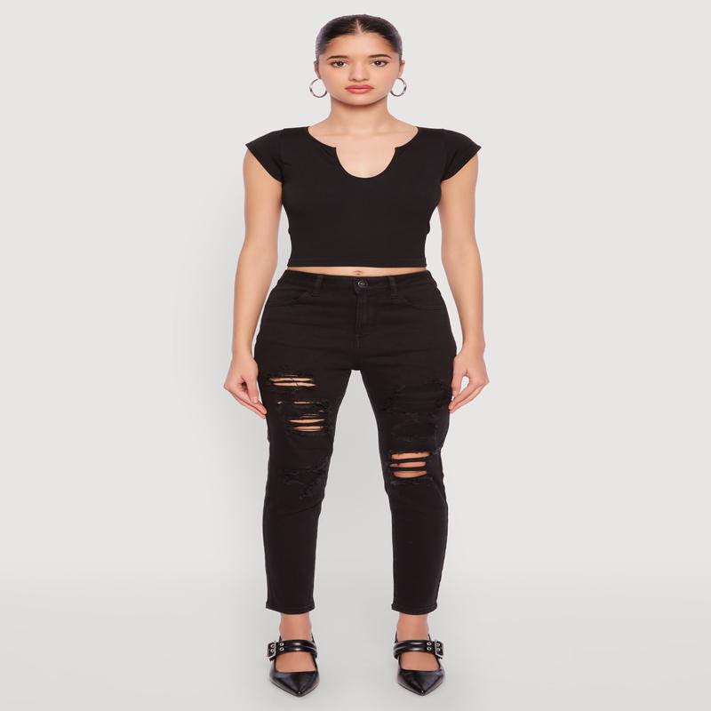 WAX Distressed Patch and Repair Skinny Jeans