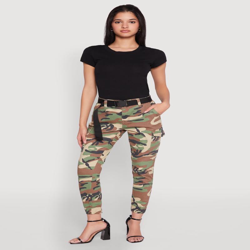Almost Famous Belted Camo Cargo Joggers
