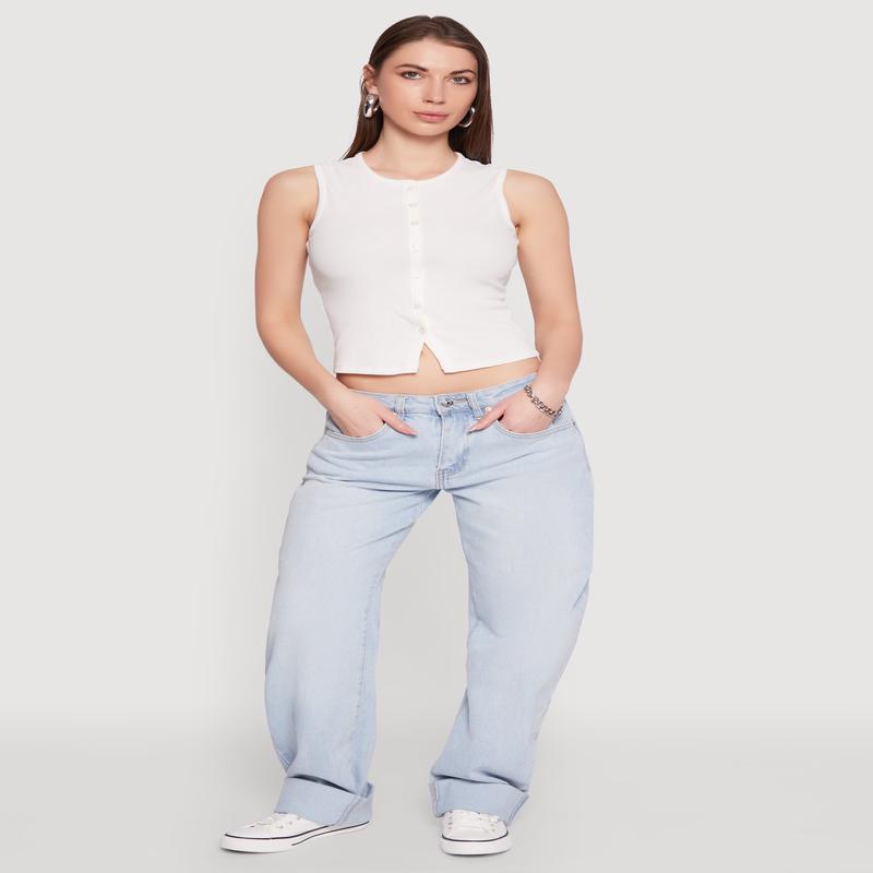 Almost Famous Whiskered Roll Cuff Jeans