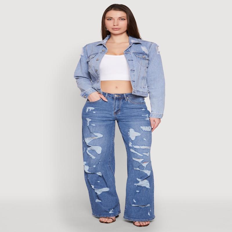 Madden Girl Distressed Straight Leg Jeans