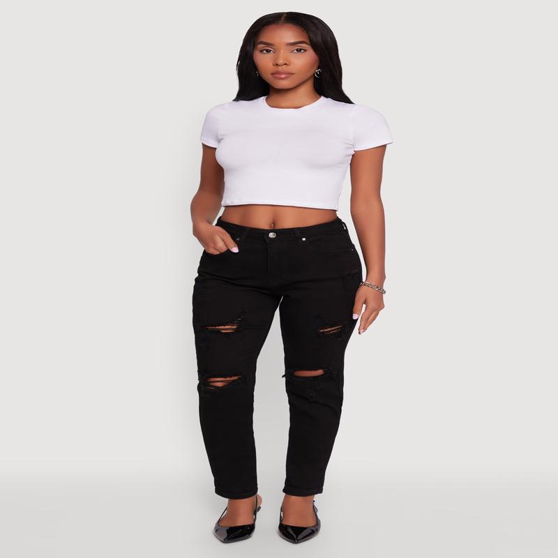 WAX Distressed Stretch Slim Leg Jeans