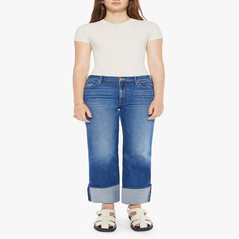 Mother Checkerboard Duster Flood Cuffed Jeans