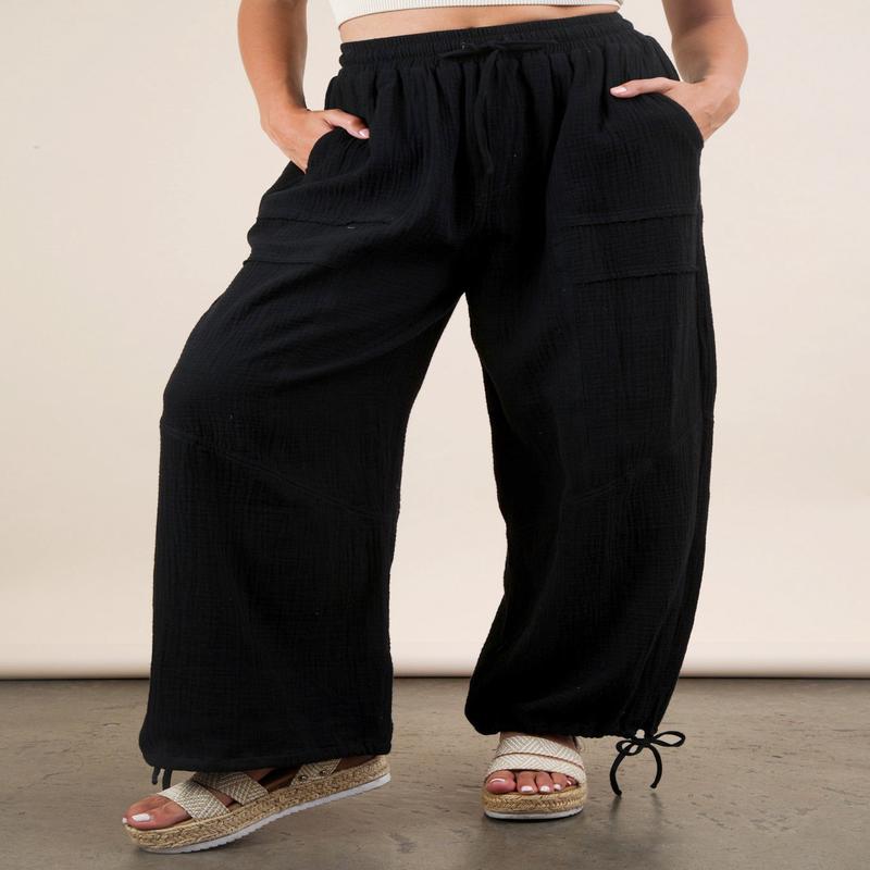 VeryJ Wide Leg Gauze Pants