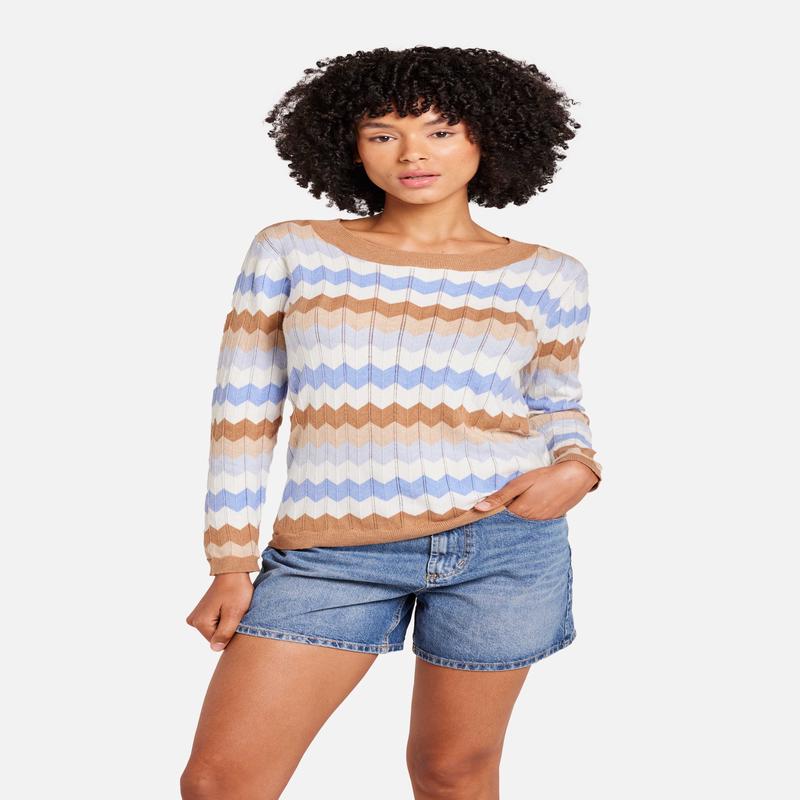 Brodie Wispr Zig Zag Crew Neck Sweater
