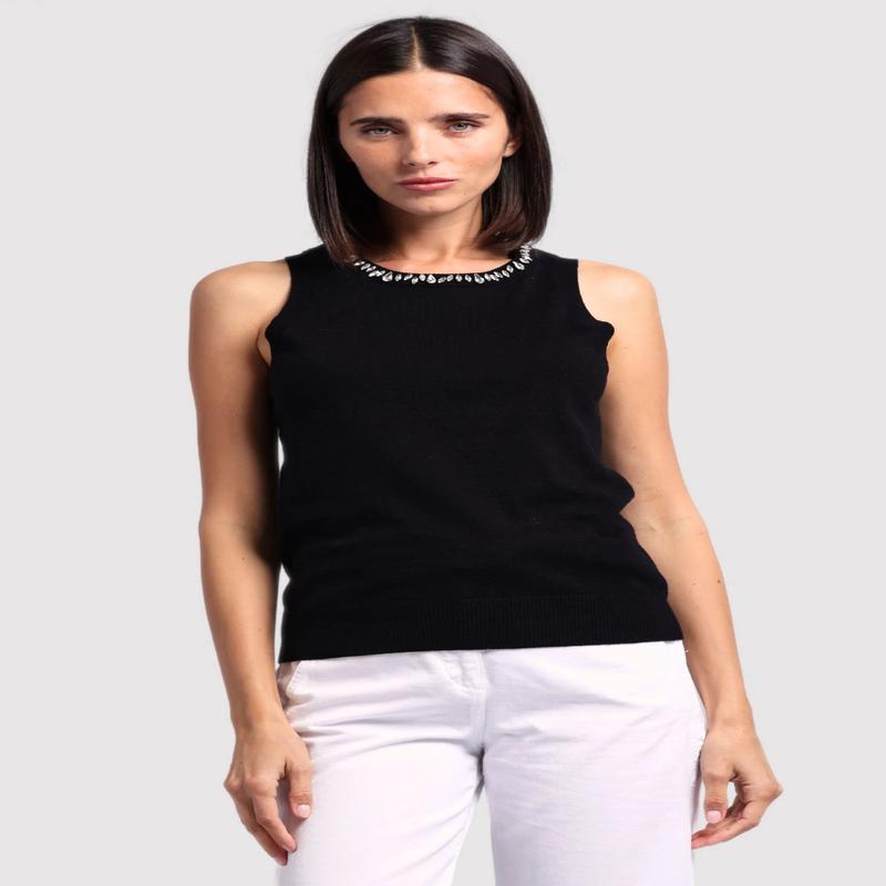 Minne Rose Jewel Neck Tank Top
