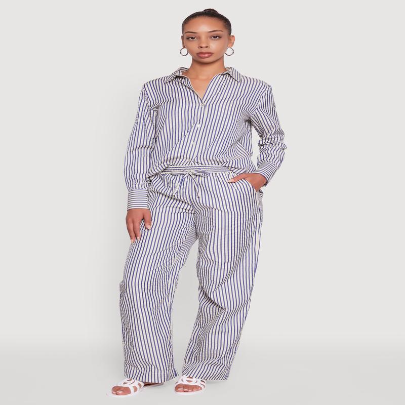 Striped Mid Rise Palazzo Pants