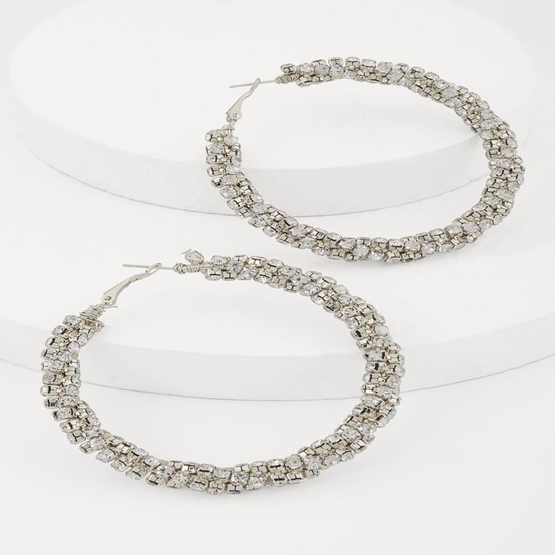 Stylish Rhinestone Encrusted Hoop Earrings