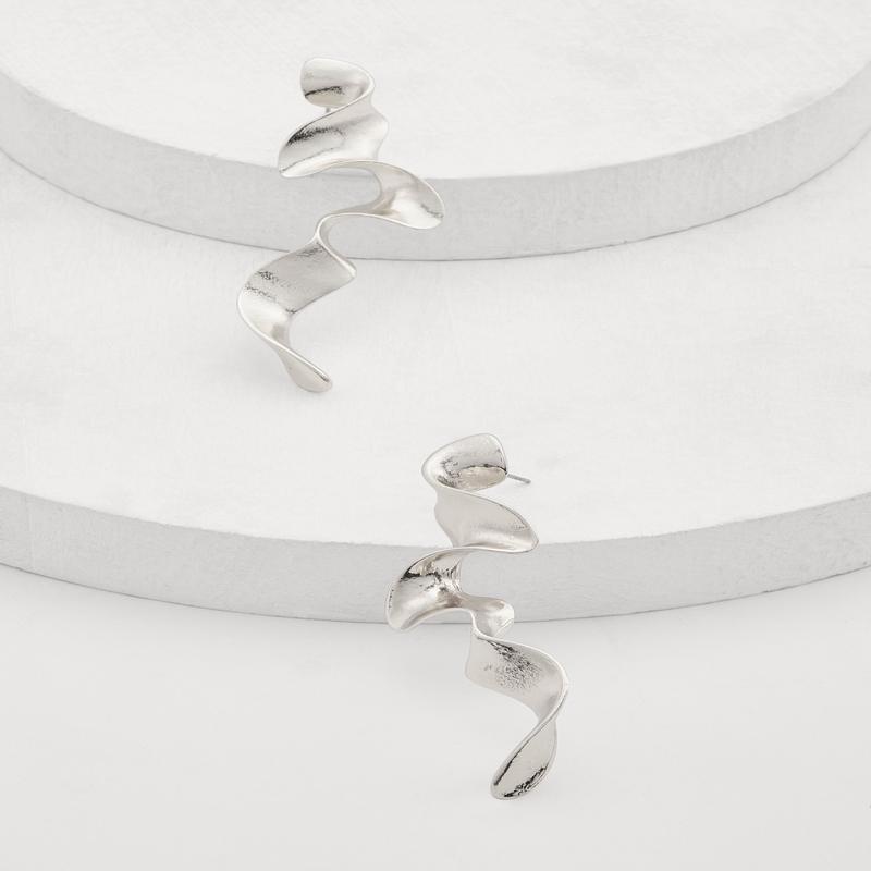 Wavy Metallic Drop Earrings