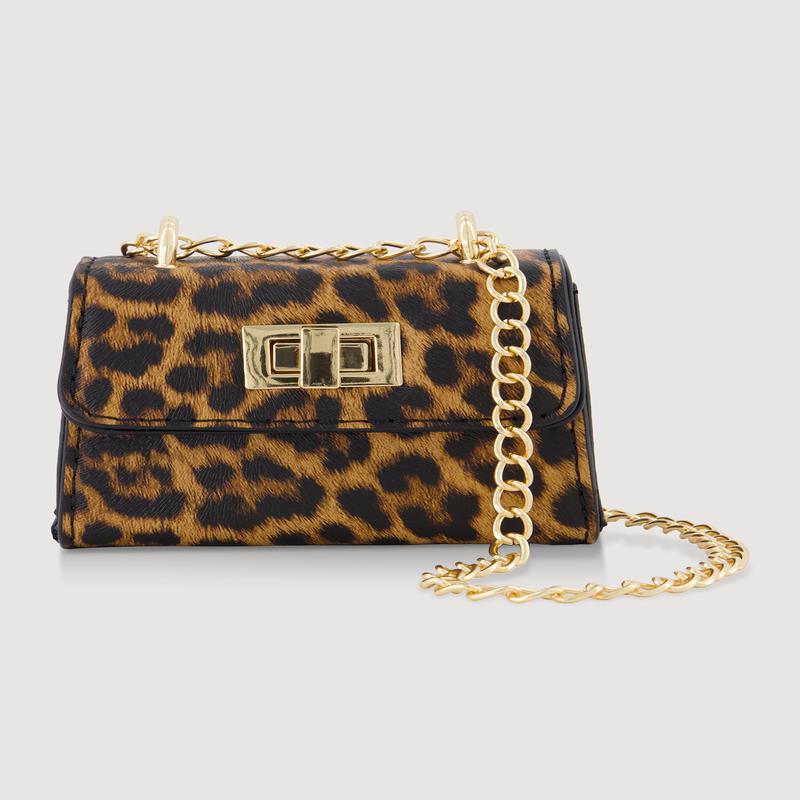 Chic Leopard Print Faux Leather Crossbody Bag with Removable Strap
