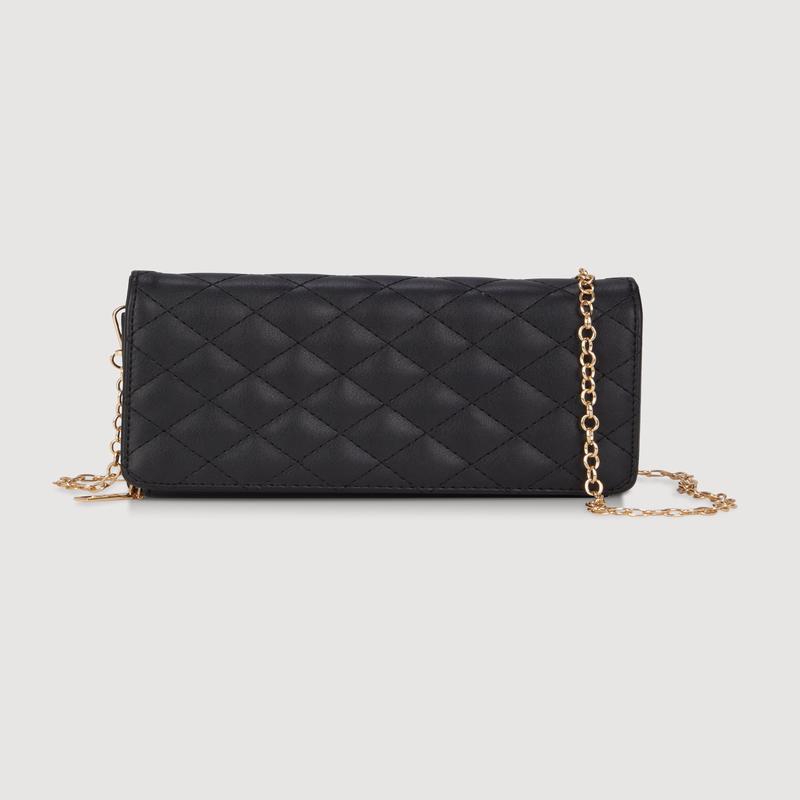 Chic Metallic Faux Leather Fold Over Clutch with Removable Straps